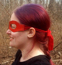 Load image into Gallery viewer, Wide Leather Mask with Cloth Tie