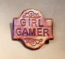 Load image into Gallery viewer, Gamer Pin - LARPer Pin - Leather Word Pin