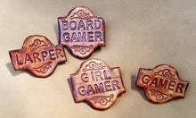 Load image into Gallery viewer, Gamer Pin - LARPer Pin - Leather Word Pin