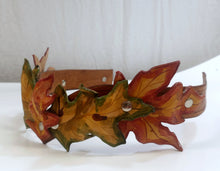 Load image into Gallery viewer, Leather Leaf Crown - Spring Green and Fall Red Oak and Maple Crown
