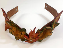 Load image into Gallery viewer, Leather Leaf Crown - Spring Green and Fall Red Oak and Maple Crown
