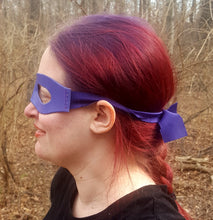 Load image into Gallery viewer, Wide Leather Mask with Cloth Tie
