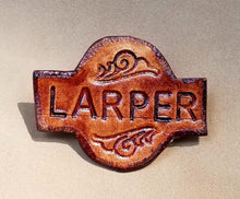 Load image into Gallery viewer, Gamer Pin - LARPer Pin - Leather Word Pin
